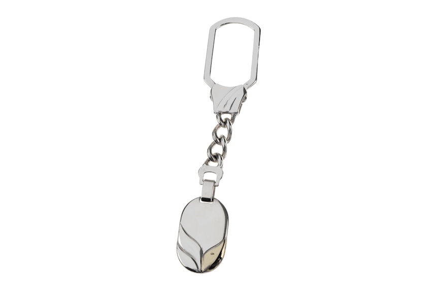 Keychain silver with oval plate and gold band Selezione Zanolli