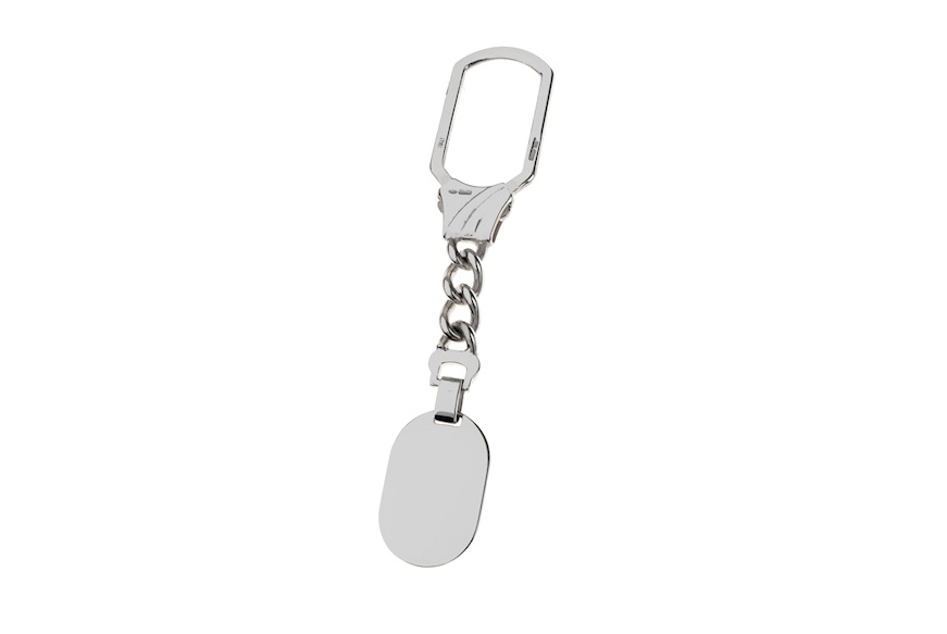 Keychain silver with oval plate and gold band Selezione Zanolli