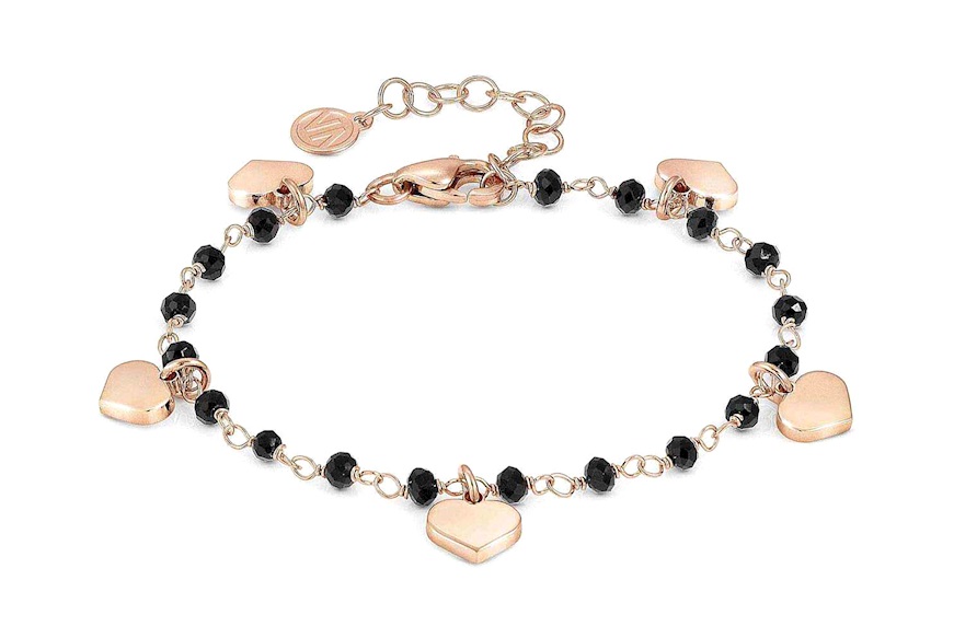 Bracelet Mon Amour silver with hearts and black crystals Nomination