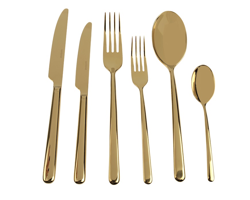 Set Posate Sambonet MOD Linear 30 Pezzi - Nuova Versione - Collezione Lineare In Acciaio, Made In Italy, Servizio Per 6 Persone