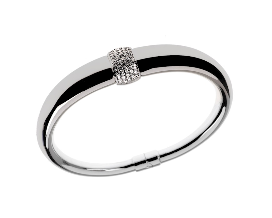 Bracciale rigido argento con anello di zirconi bianchi Mediterraneo Gioielli