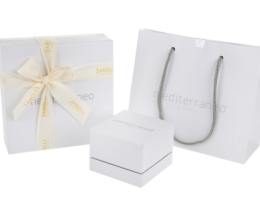 Bracciale rigido argento con anello di zirconi bianchi Mediterraneo Gioielli