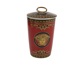 Vaso portacandela Medusa porcellana con coperchio e candela Versace