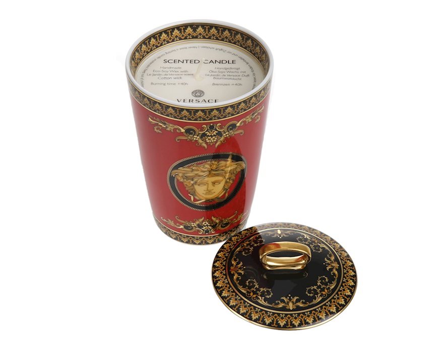 Vaso portacandela Medusa porcellana con coperchio e candela Versace