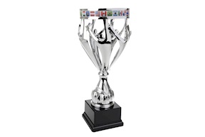 Trofeo Bandiere del Mondo in metallo con base in plastica Selezione Zanolli