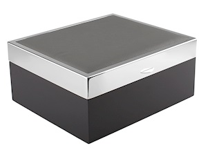 Scatola portaorologi acciaio e pelle grigia scura Selezione Zanolli