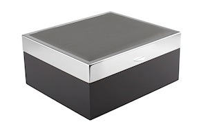 Watch case steel and grey leather Selezione Zanolli