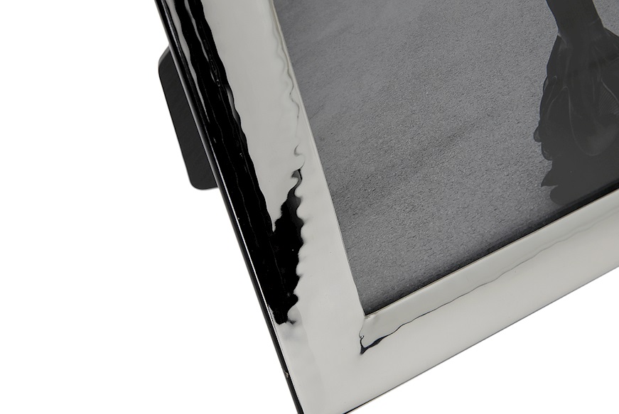 Picture frame bilaminated Silver with shiny hammered band Selezione Zanolli