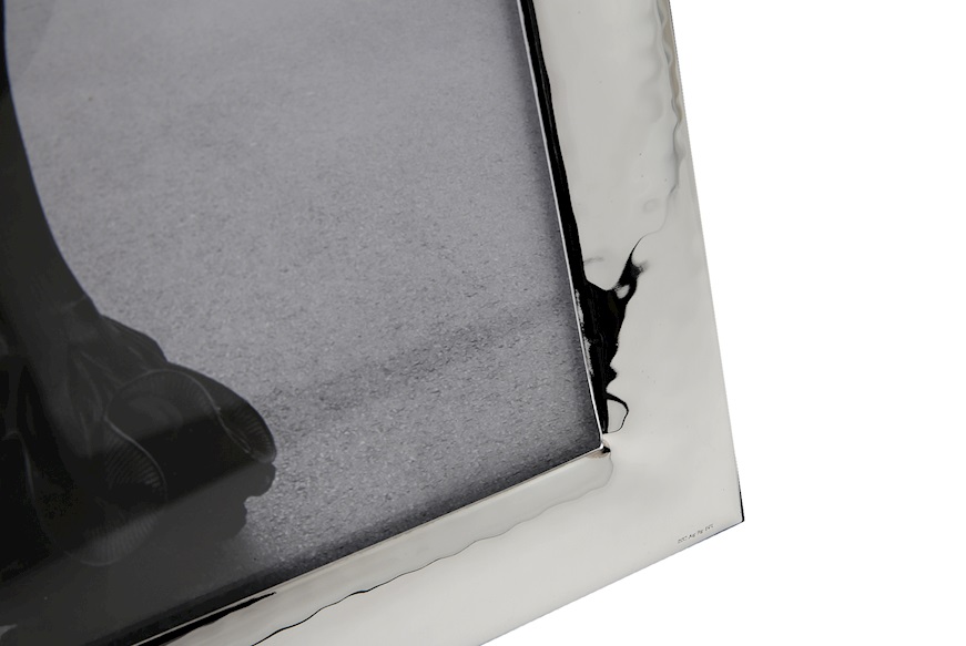 Picture frame bilaminated Silver with shiny hammered band Selezione Zanolli