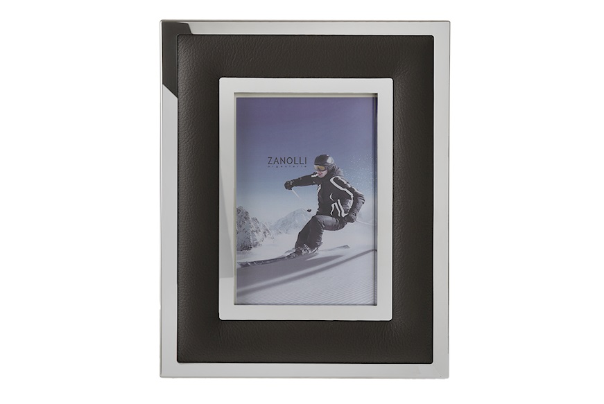 Picture frame steel and dark grey leather Selezione Zanolli