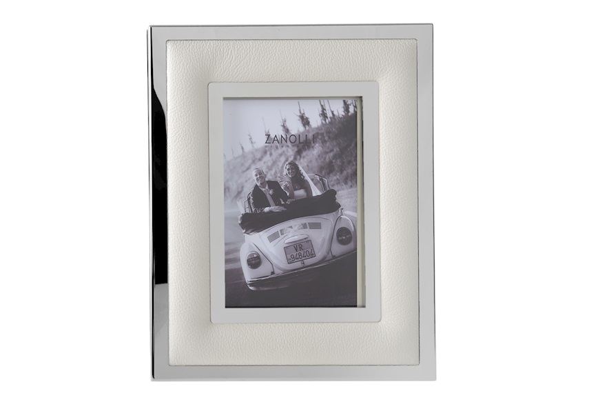 Picture frame steel and white leather Selezione Zanolli