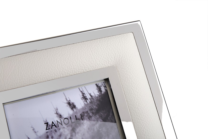 Picture frame steel and white leather Selezione Zanolli