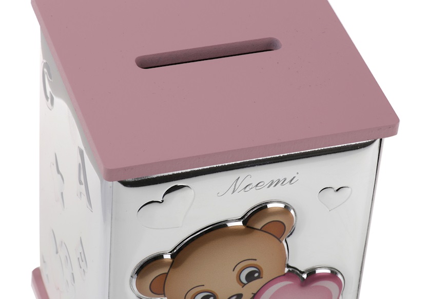 Money Bank Teddy Bear with Heart pink Selezione Zanolli