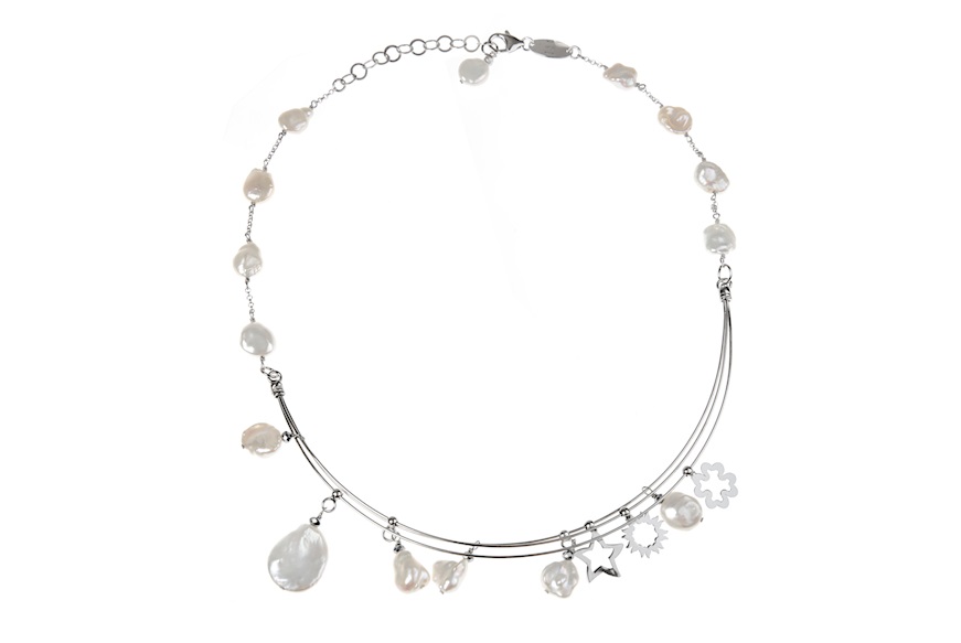 Collana argento con perle bianche Luisa della Salda