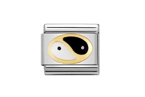 Yin Yang Composable acciaio oro e smalto Nomination