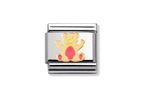 Pink Teddy Bear Composable steel gold and enamel Nomination