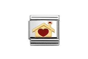 Casa con Cuore Composable acciaio oro e smalto Nomination