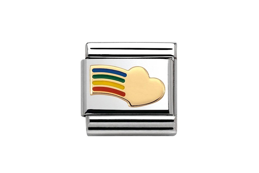Rainbow Heart Composable steel gold and enamel Nomination
