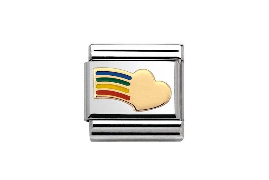 Cuore Arcobaleno Composable acciaio oro e smalto Nomination