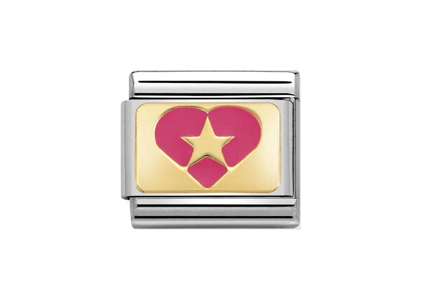 Fuchsia Heart with Star Composable steel gold and enamel Nomination