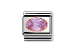 Zircone Rosa Composable acciaio e oro Nomination