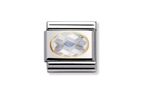 Zircone Bianco Composable acciaio e oro Nomination