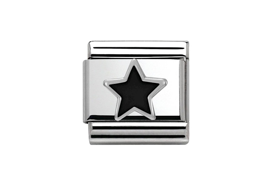 Black Star Composable steel silver and enamel Nomination