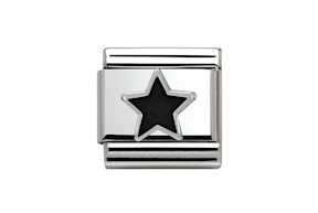 Black Star Composable steel silver and enamel Nomination