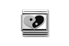 Ying Yang Heart Composable steel silver and enamel Nomination