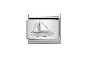 Sail Boat Composable steel silver and enamel Nomination
