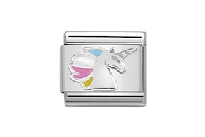Unicorno Composable acciaio argento e smalto Nomination