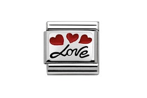 Love with Hearts Composable steel silver and enamel Nomination