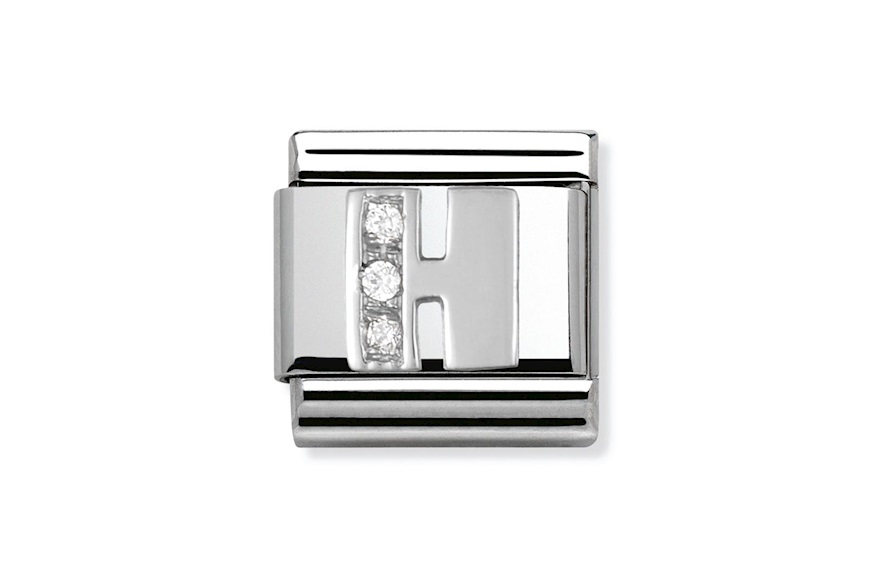 H Letter Composable steel silver and zircons Nomination