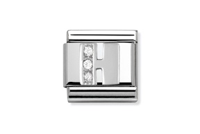 Lettera H Composable acciaio argento e zirconi