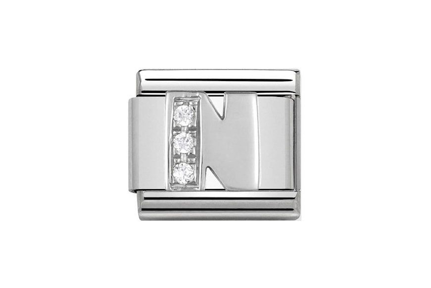 N Letter Composable steel silver and zircons Nomination