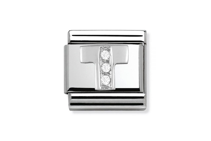 T Letter Composable steel silver and zircons Nomination
