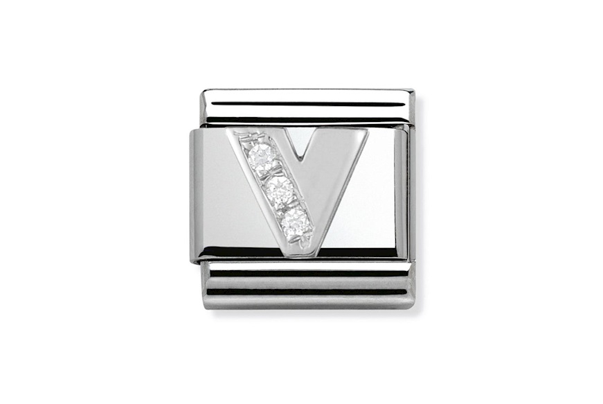 V Letter Composable steel silver and zircons Nomination