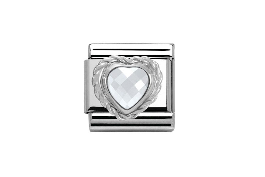 White Heart Composable steel silver and zircons Nomination