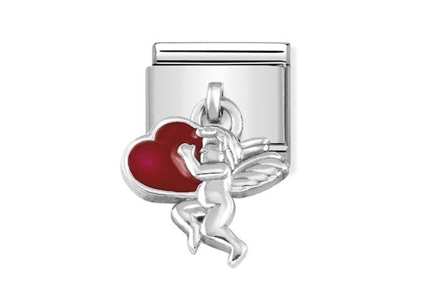 Cupido con Cuore Rosso Composable acciaio Nomination