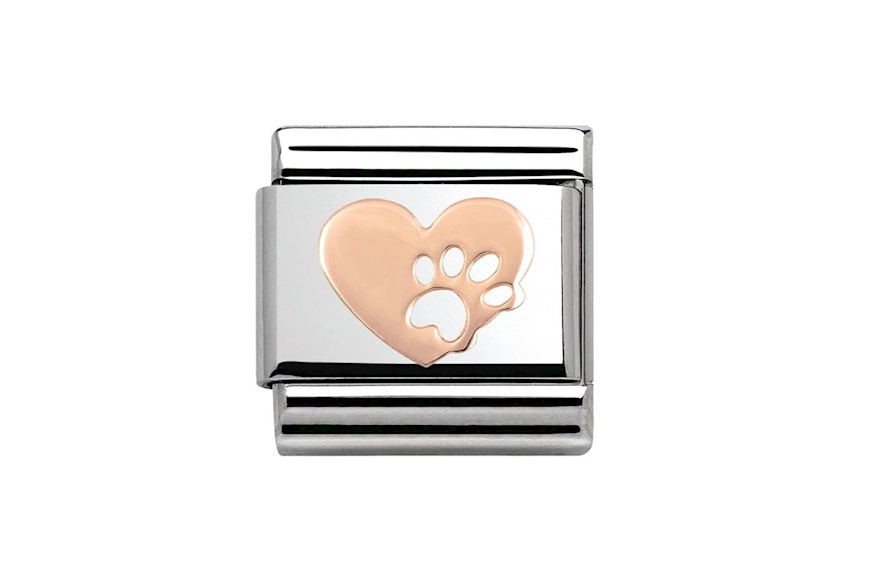Heart with Paw Composable steel and rosè gold Nomination