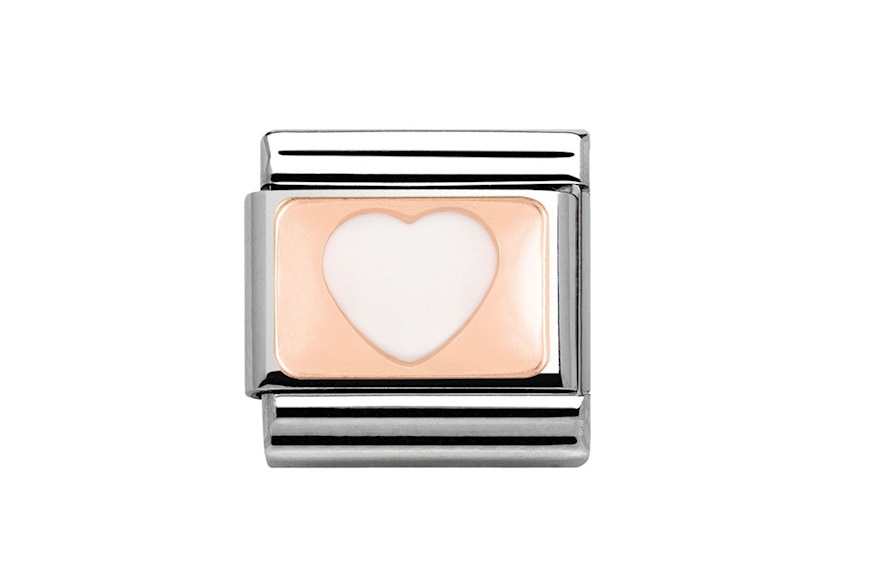 White Heart Composable steel rosegold and enamel Nomination