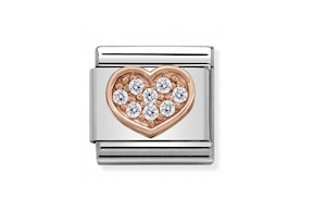 Heart Composable steel rosègold and zircons Nomination