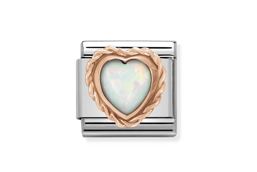 White Opal Heart Composable steel and rosè gold Nomination
