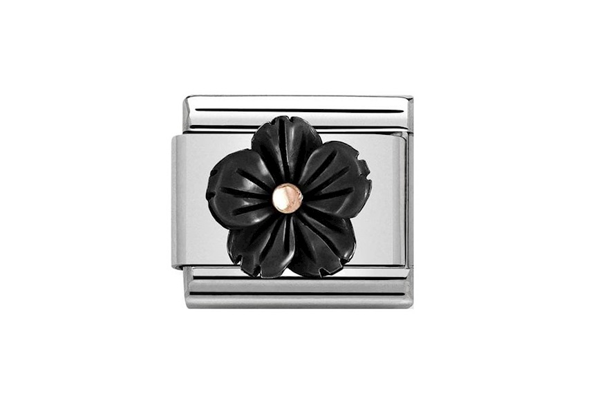 Flower in Onyx Paste Composable steel and rosè gold Nomination