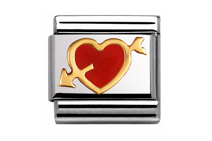 Cuore Rosso Trafitto Composable acciaio oro e smalto Nomination