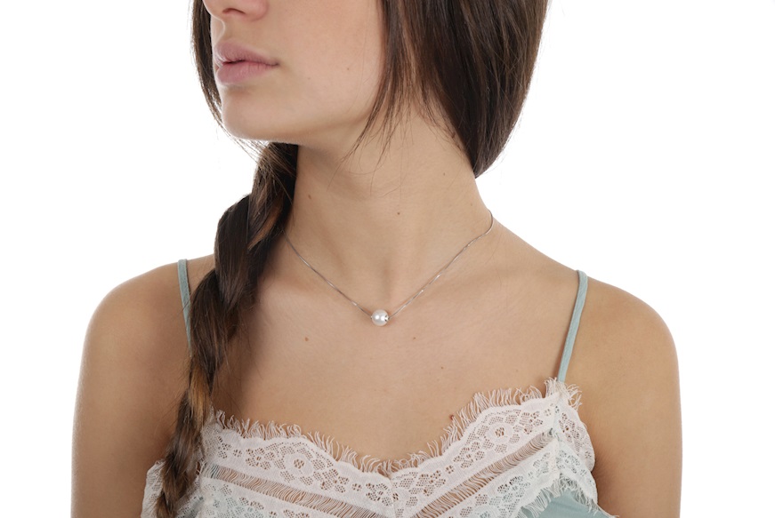 Girocollo argento e perla passante fresh water Selezione Zanolli