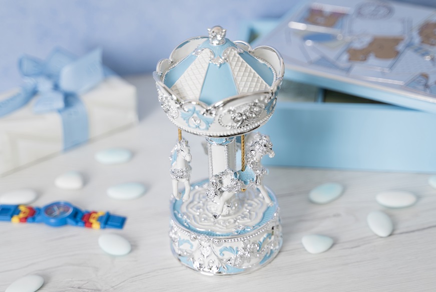 Music Box Horses Carousel blue Selezione Zanolli