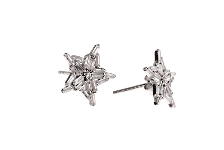 Earrings Snowflake silver with white zircons Selezione Zanolli