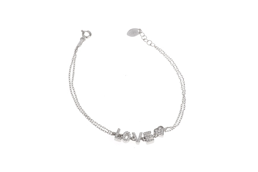 Bracciale argento love e cuore con zirconi bianchi Selezione Zanolli