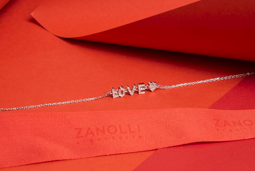 Bracelet silver love and heart with white zircons Selezione Zanolli